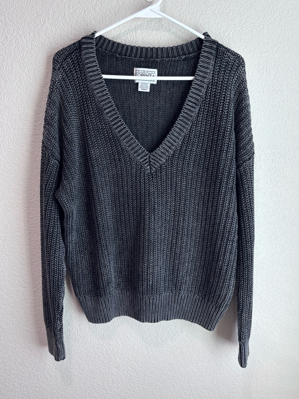 Forenza x Victoria's Secret PINK Chunky Knit V-Neck Sweater Shaker Size Medium